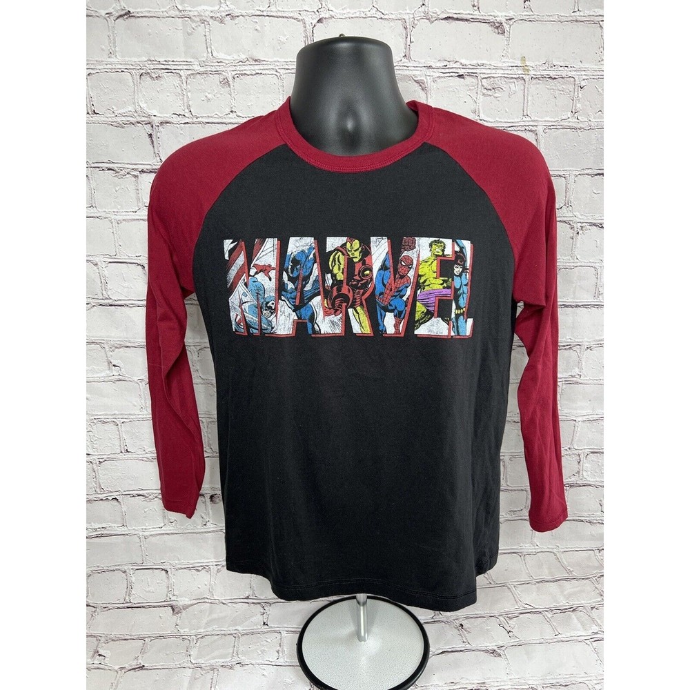 Women’s Marvel Comic Book Superhero Logo Long Sleeve T-Shirt Size Large
